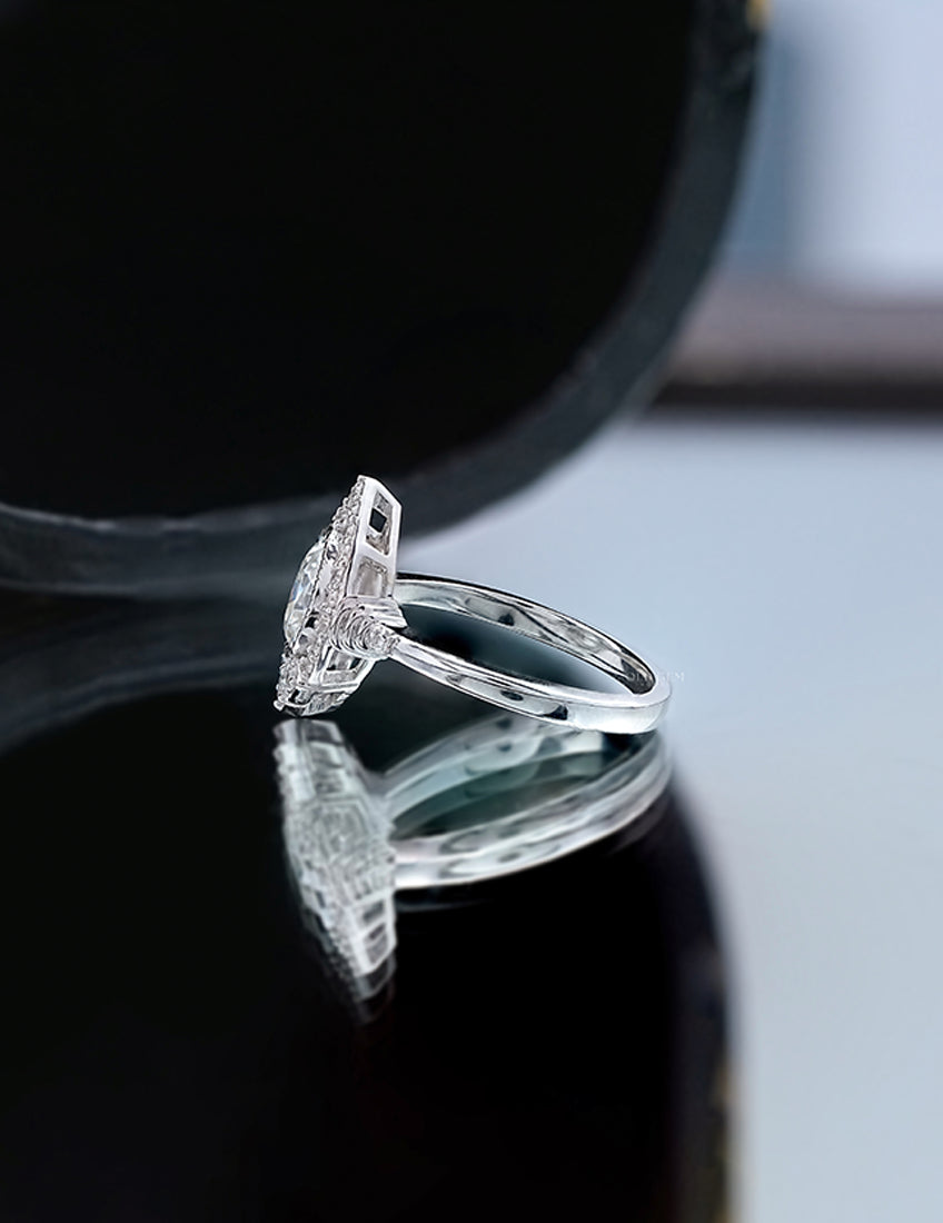 Old Mine Pear Halo Ring