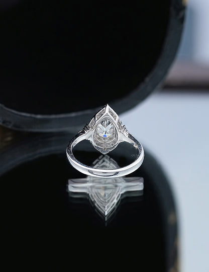 Old Mine Pear Halo Ring