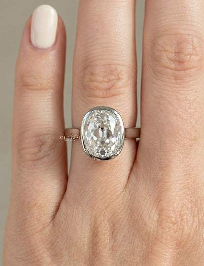 Old Mine Cushion Cut Bezel Set Solitaire Ring