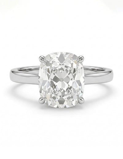 Mid Century Old Mine Cushion Lab Diamond Engagement Ring