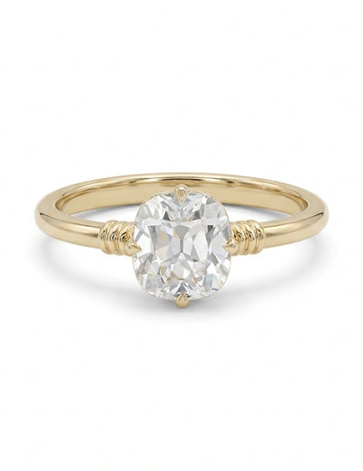 Mid Century Old Mine Cushion Diamond Solitaire Ring
