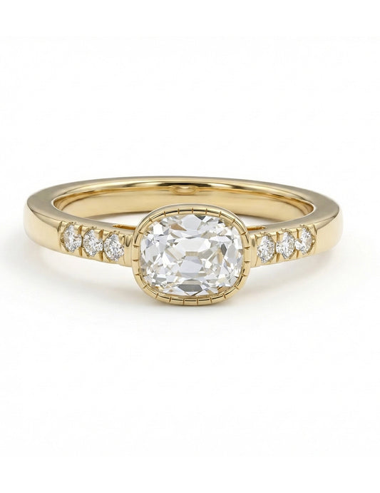 Georgian Old Mine Cushion Cut Accent Ring Engagement Ring