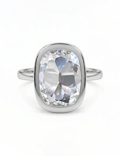 Mid Century Old Mine Cushion Bezel Set Engagement Ring Engagement Ring