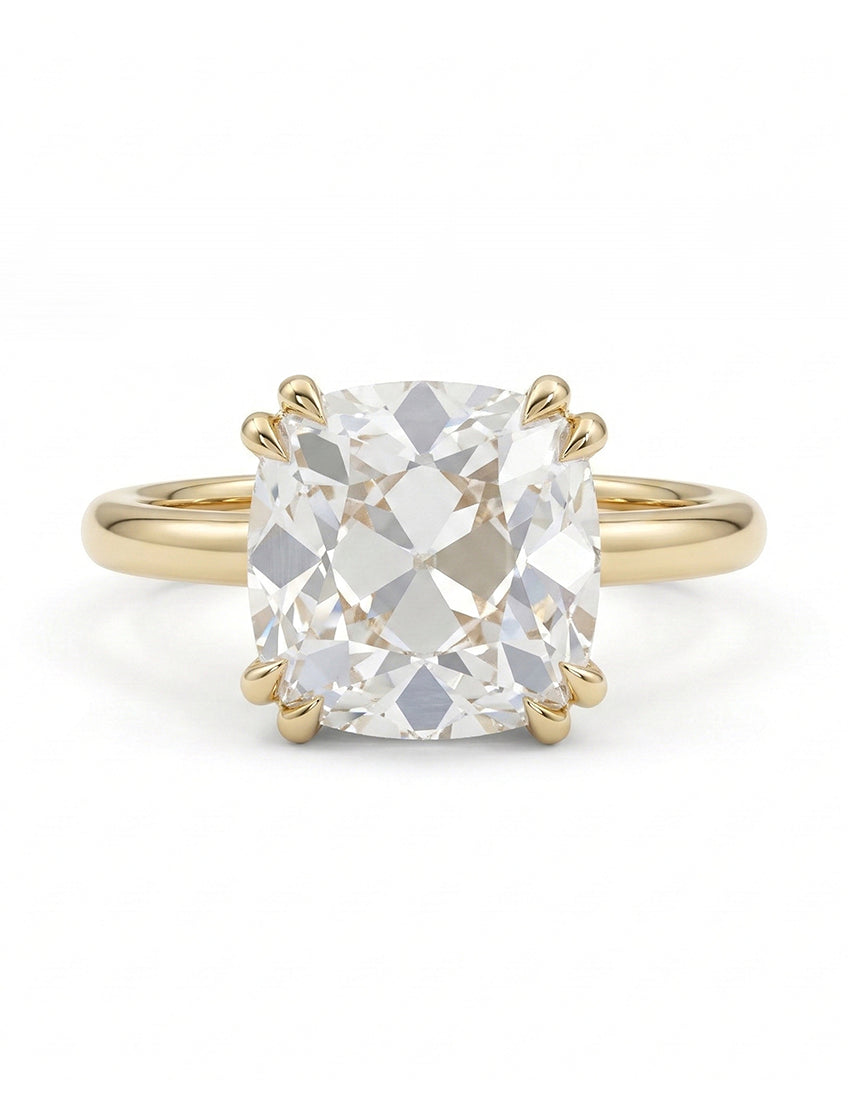 Georgian Old Mine Cut Hidden Halo Diamond Ring Engagement Ring