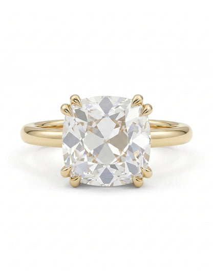 Georgian Old Mine Cut Hidden Halo Diamond Ring Engagement Ring