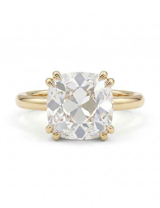Georgian Old Mine Cut Hidden Halo Diamond Ring Engagement Ring
