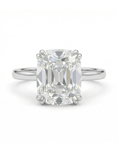 Mid Century Old Mine Cushion Lab Diamond Solitaire Ring