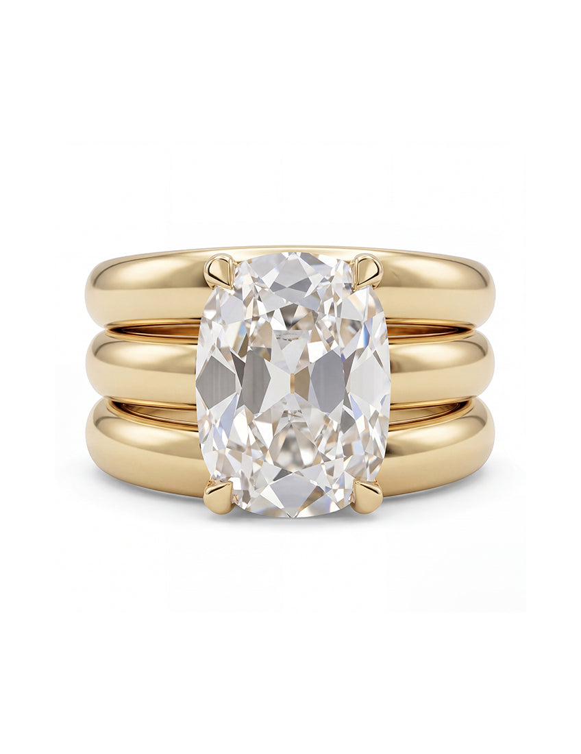 Georgian Old Mine Cushion Diamond Wide Wedding Band Wedding Band