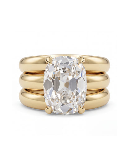 Georgian Old Mine Cushion Diamond Wide Wedding Band Wedding Band