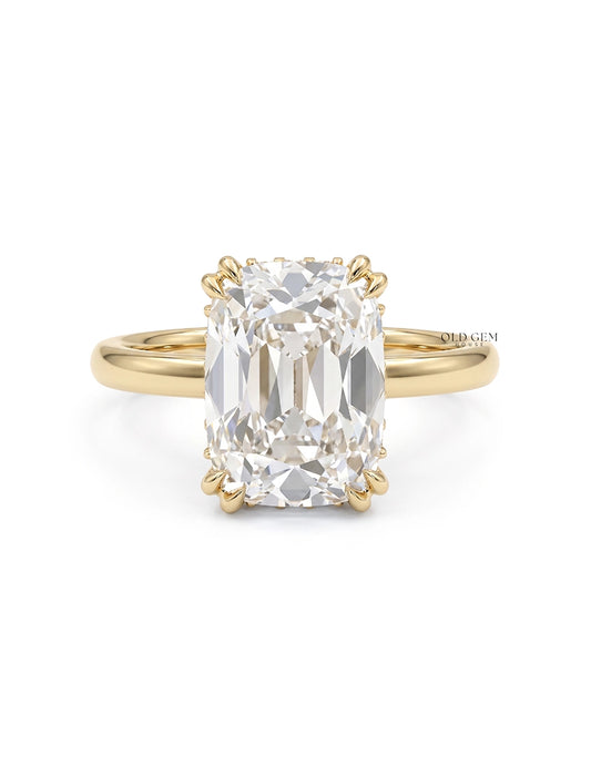 Georgian Old Mine Cushion Cut Hidden Halo Diamond Ring Engagement Ring