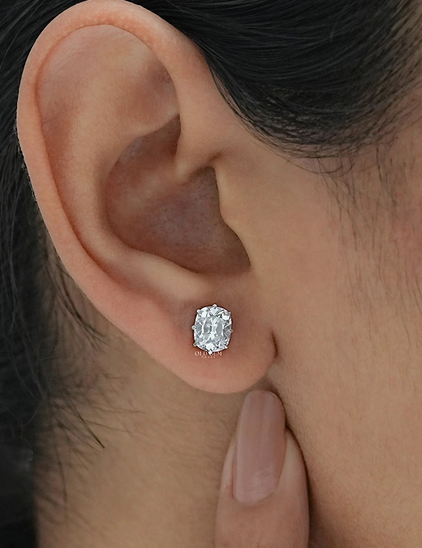 Old Mine Cushion Lab Stud Earring Earrings