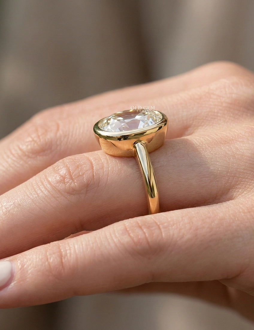 Old Mine Cushion Bezel Solitaire Ring Engagement Ring