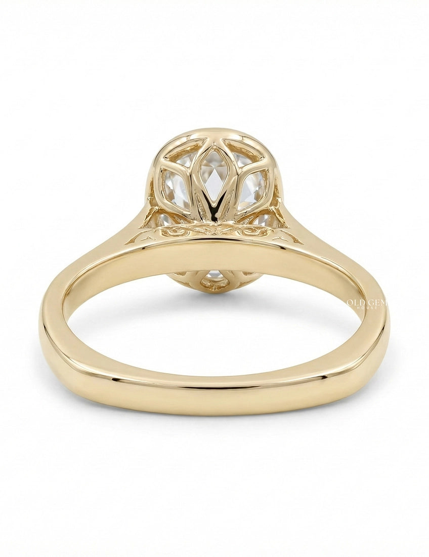 Old Mine Cushion Bezel Solitaire Ring Engagement Ring