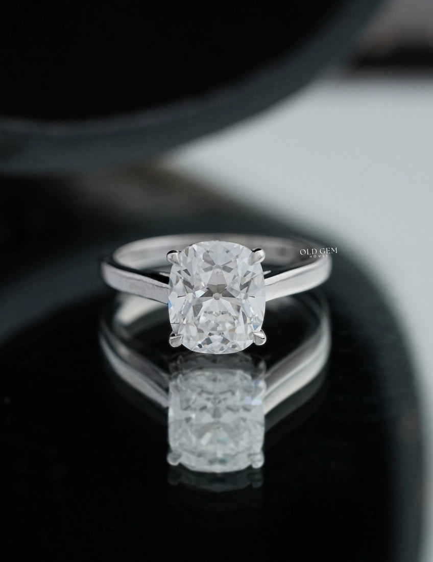 Old Mine Cushion Cut Solitaire Ring Engagement Ring