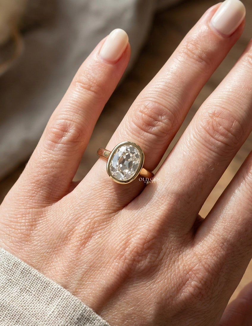 Old Mine Cushion Bezel Solitaire Ring Engagement Ring