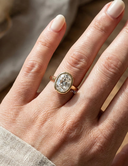 Old Mine Cushion Bezel Solitaire Ring Engagement Ring