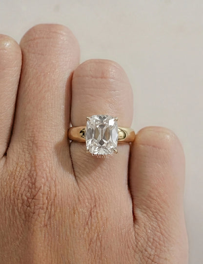Georgian Old Mine Cushion Thick Band Ring Engagement Ring