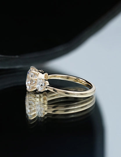 Old Mine Cushion Trilogy Ring Engagement Ring