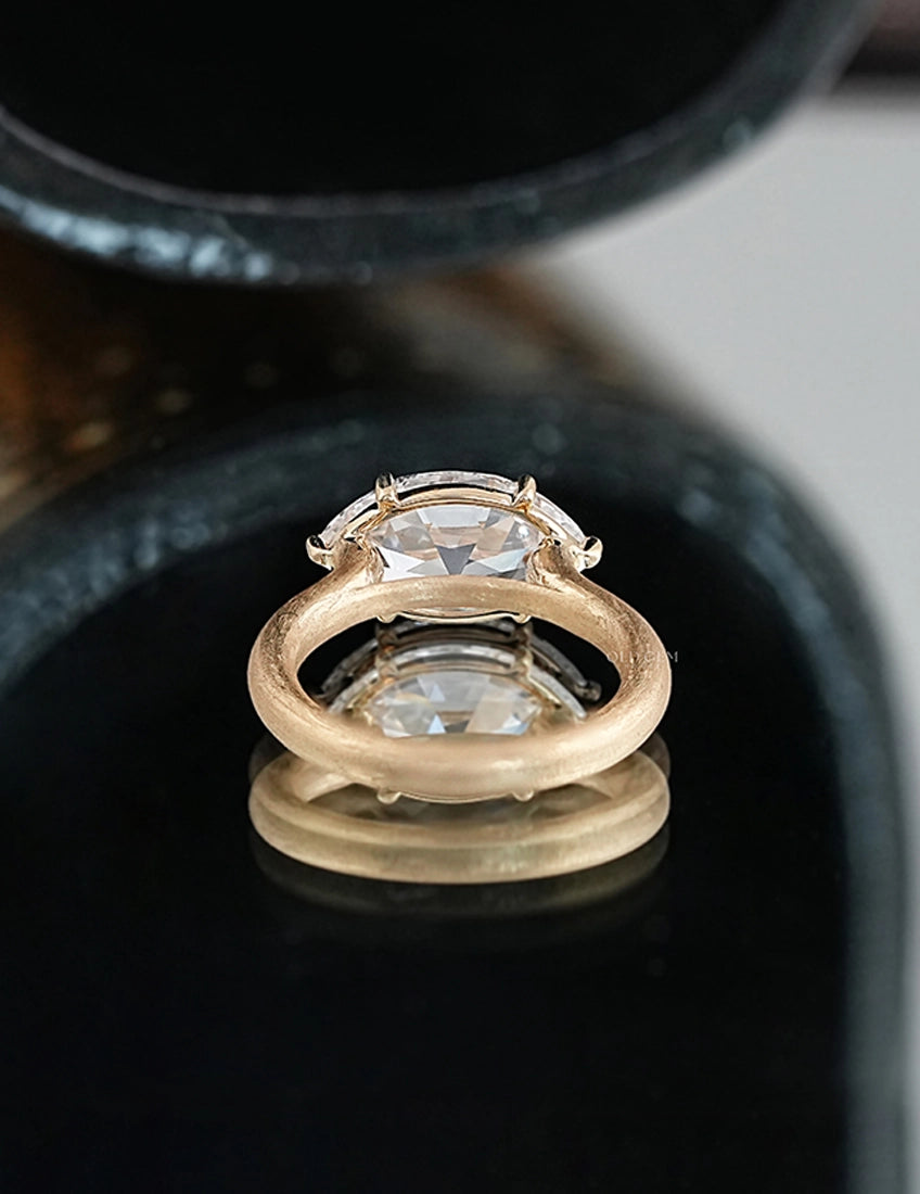 Old Mine Moval Solitaire Ring Engagement Ring