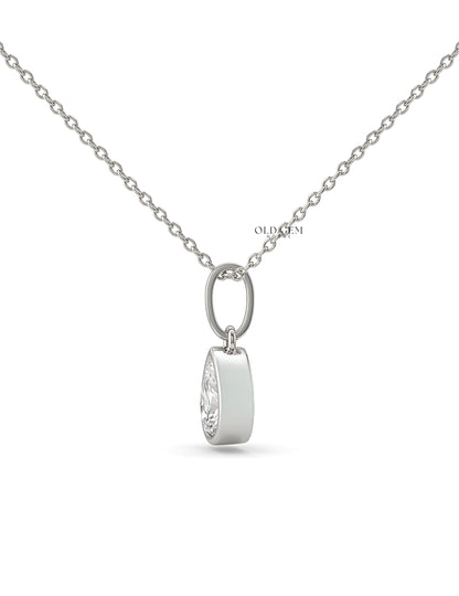 Bezel Set Old Mine Pear Cut Diamond Pendant Necklaces