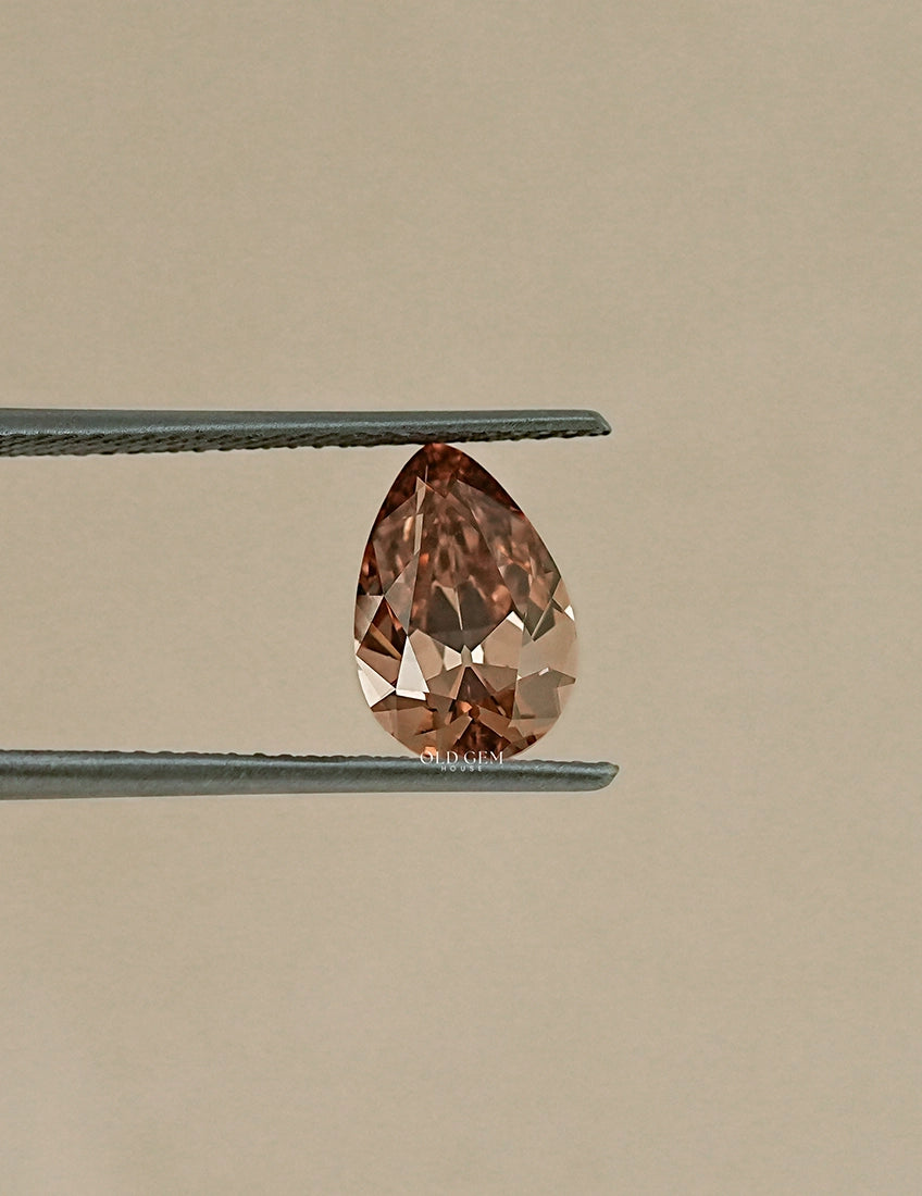2.10 Carat Old Mine Pear Lab Champagne Diamond Lab Grown Diamond