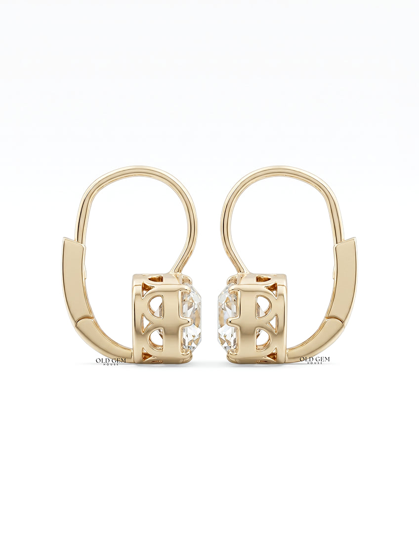 Old Mine Cut Bezel Set Dangle Earrings Earrings