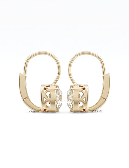 Old Mine Cut Bezel Set Dangle Earrings Earrings