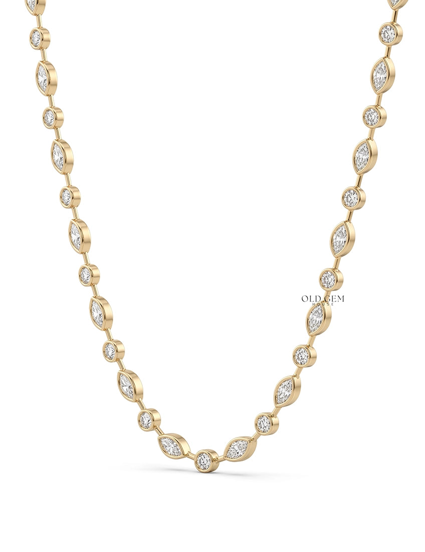 Bezel Set Old Cut Lab Grown Diamond Necklace Necklaces