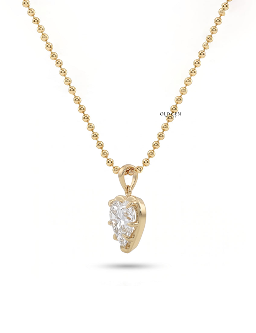 Old Mine Heart Bezel Setting Pendant Necklaces