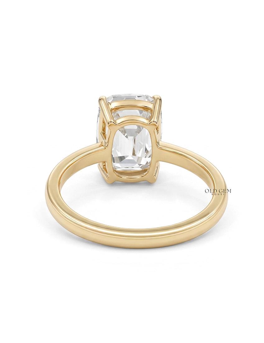 Georgian Old Mine Cushion Lab Diamond Solitaire Ring