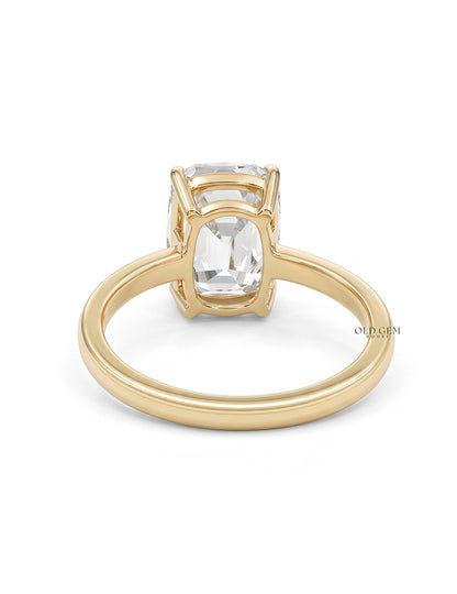 Georgian Old Mine Cushion Lab Diamond Solitaire Ring