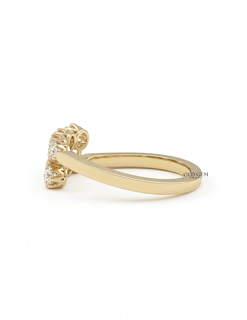 Georgian Old European Round Cut Diamond Bypass Ring Engagement Ring