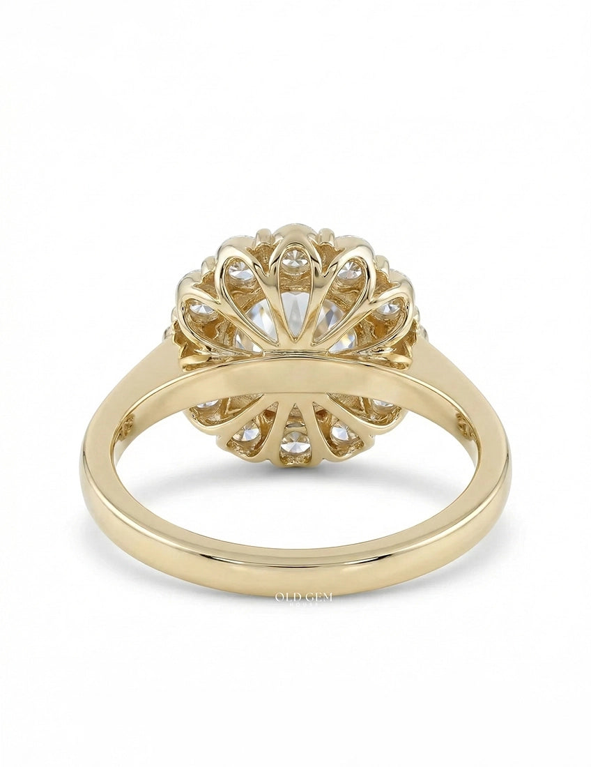 Edwardian Inspired Old European Cut Round Diamond Halo Ring Engagement Ring