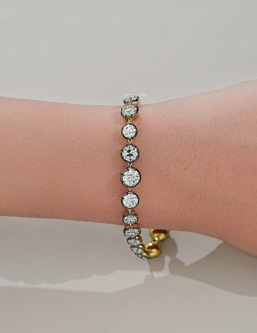 Georgian Style Old European Round Cut Diamond Bracelet Bracelet