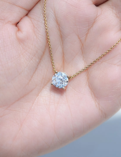 Old European Round Cut Diamond Solitaire Pendant Necklaces