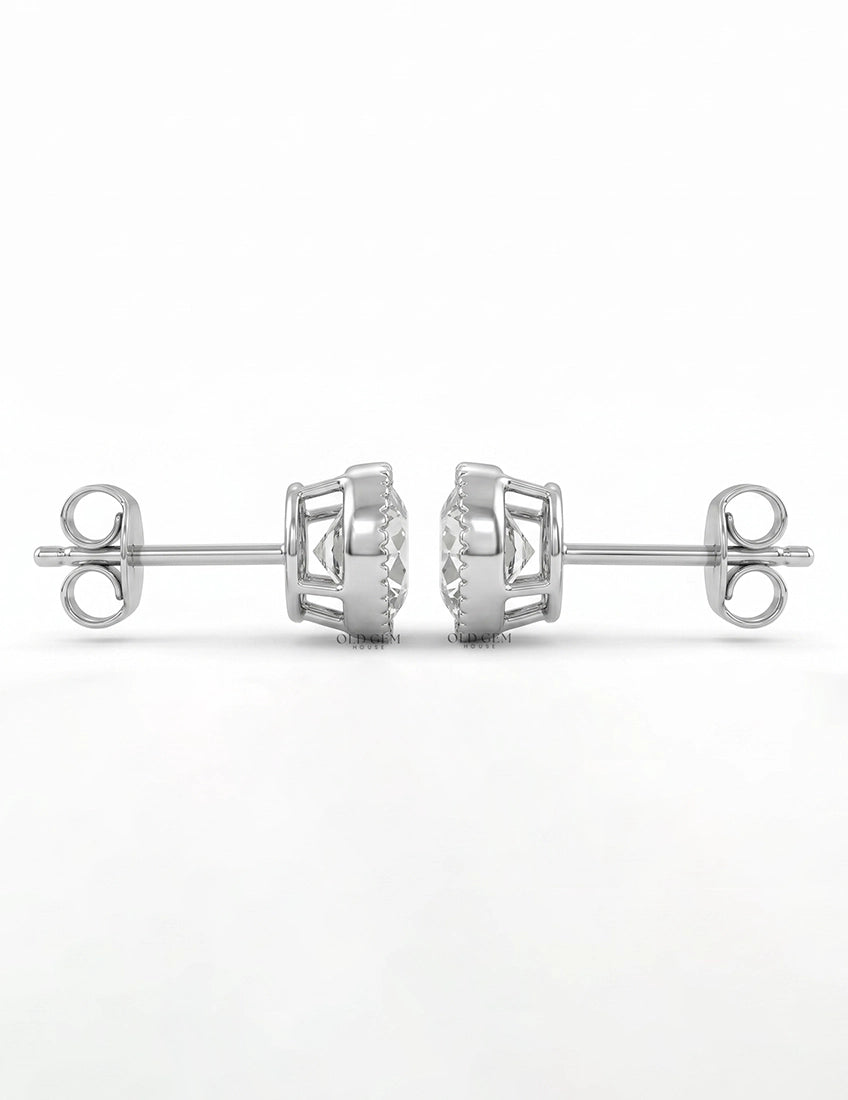 Old European Round Cut Milgrain Stud Earrings Earrings