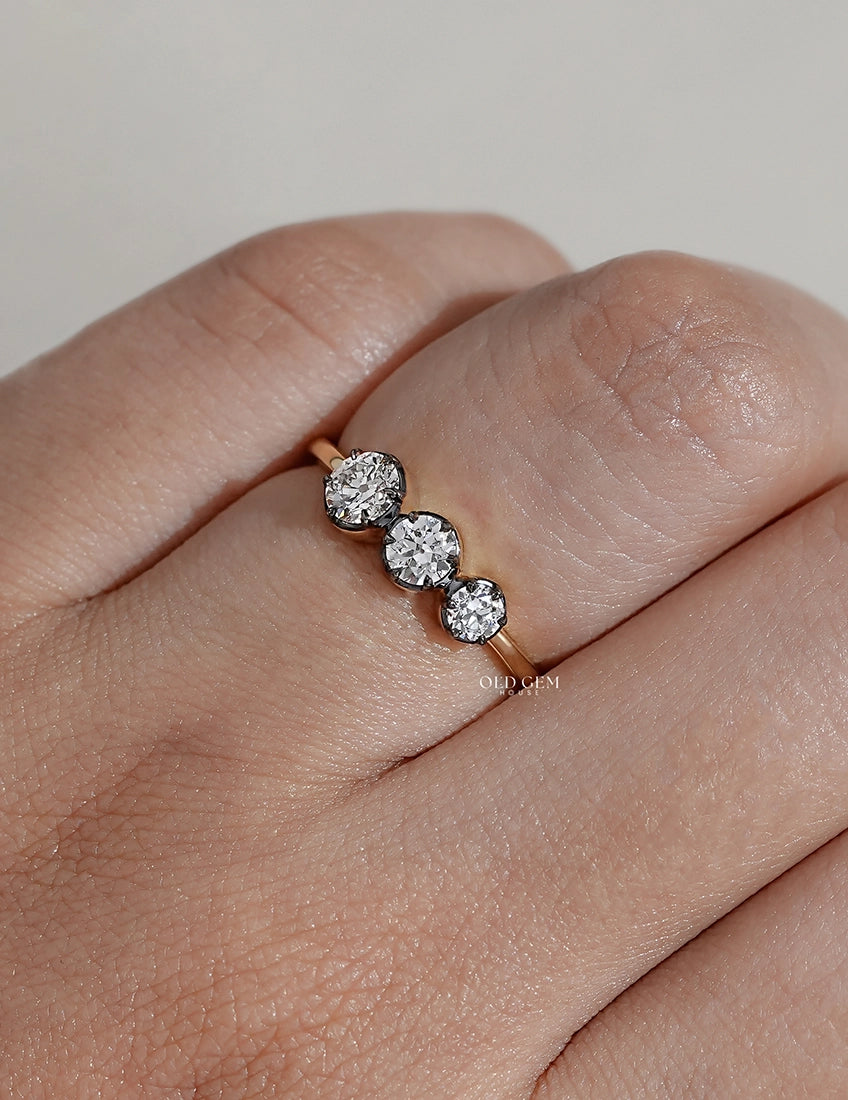 Georgian Old European Cut Three Stone Engagement Ring Engagement Ring
