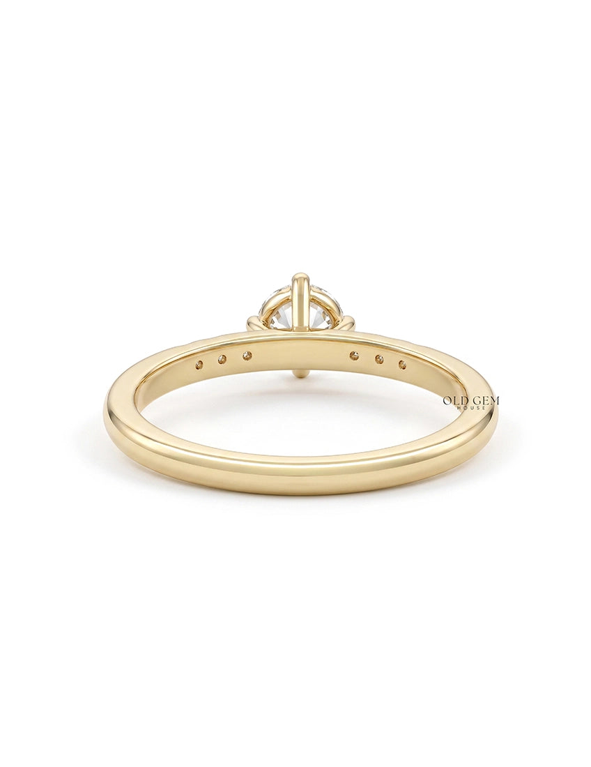 Georgian Old European Round Cut Solitaire Accent Ring