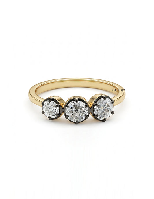Georgian Old European Cut Three Stone Engagement Ring Engagement Ring