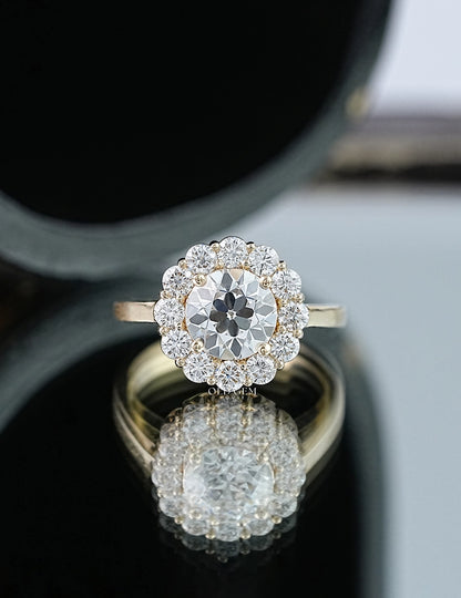 Old European Round Cut Halo Ring