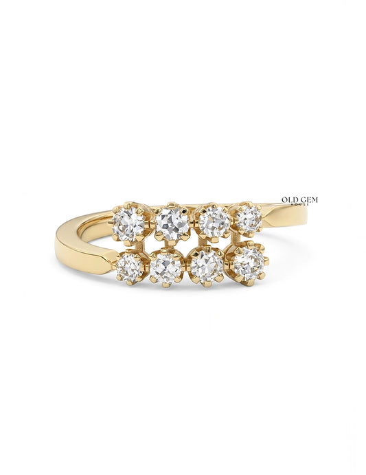 Georgian Old European Round Cut Diamond Bypass Ring Engagement Ring
