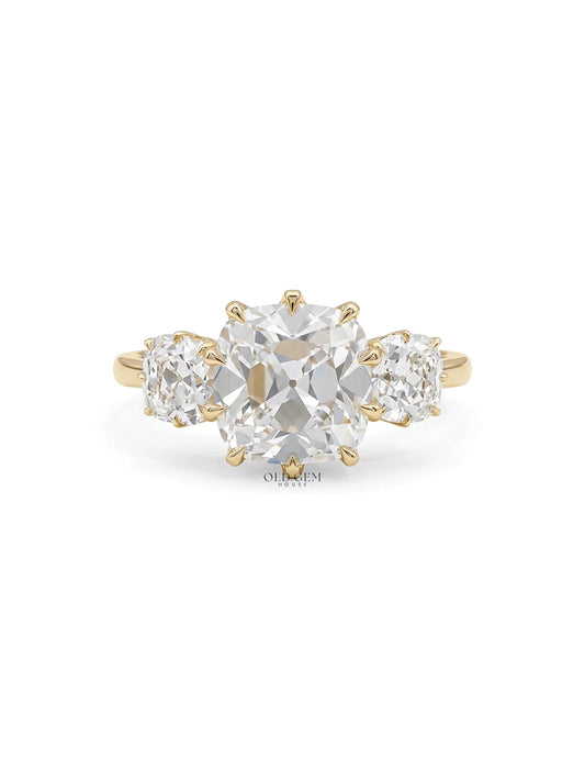 Mid Century Old Mine Cut Trilogy Engagement Ring Engagement Ring