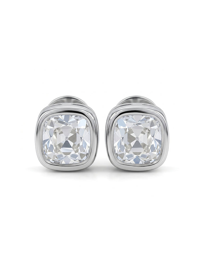 Square Old Mine Cushion Lab Diamond Stud Earring Earrings
