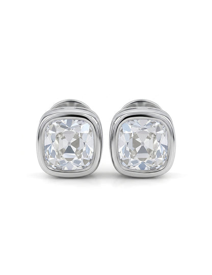 Square Old Mine Cushion Lab Diamond Stud Earring Earrings