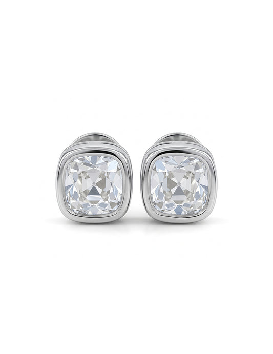 Square Old Mine Cushion Lab Diamond Stud Earring Earrings