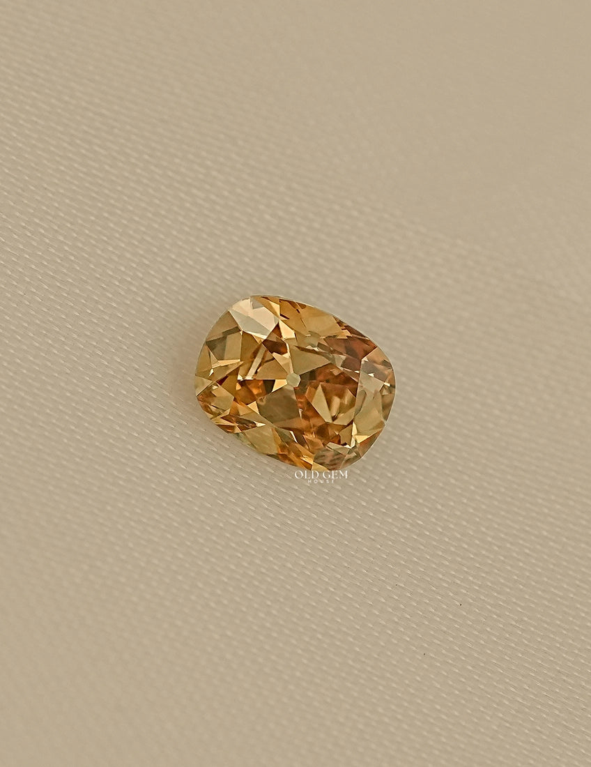 1 Carat Old Mine Cushion Cut Champagne Diamond Lab Grown Diamond