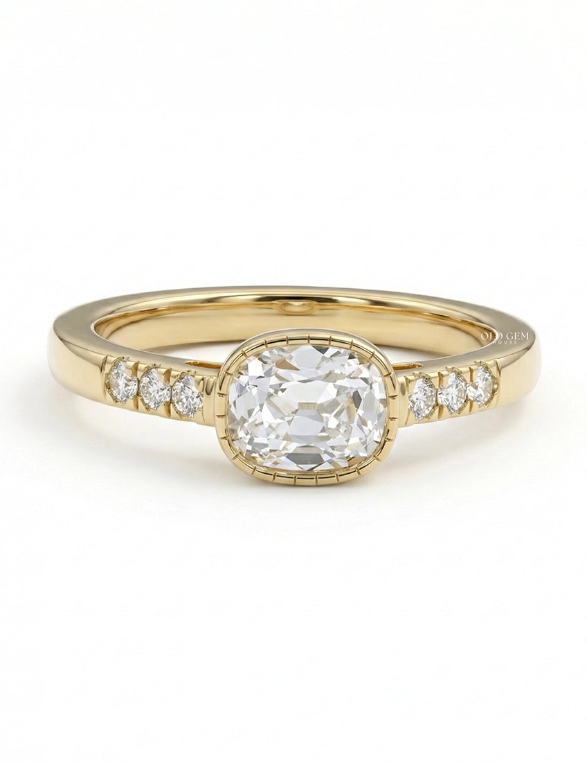 Georgian Old Mine Cushion Cut Accent Ring Engagement Ring