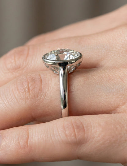 Old Mine Cushion Cut Bezel Set Solitaire Ring