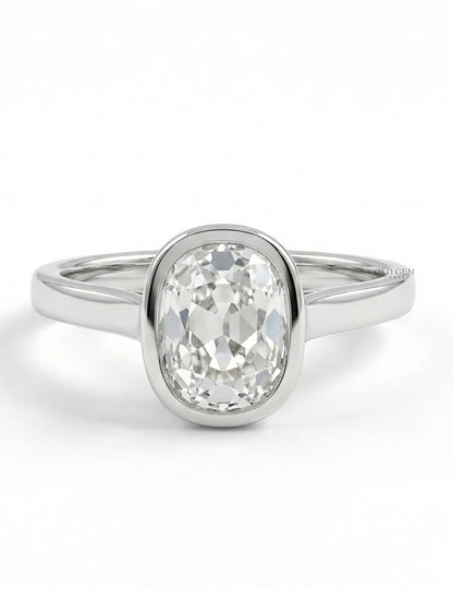 Old Mine Cushion Cut Bezel Set Solitaire Ring
