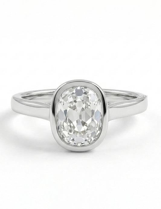Old Mine Cushion Cut Bezel Set Solitaire Ring